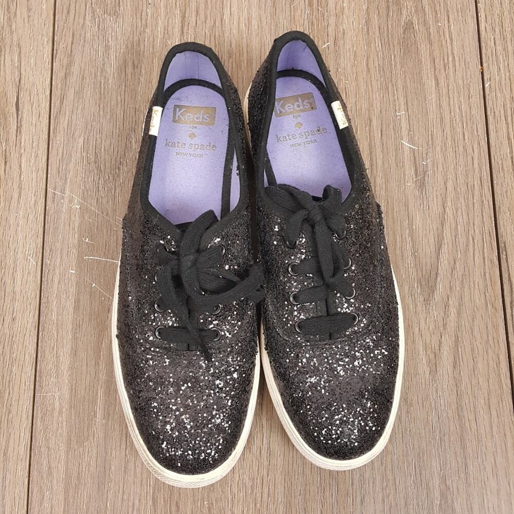 EUC Kate Spade for Keds black glitter (limited) sz 7‎
